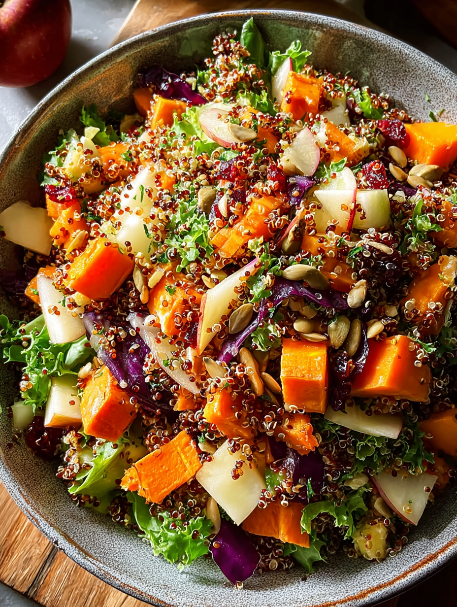 Apple Sweet Potato Quinoa Salad preparation
