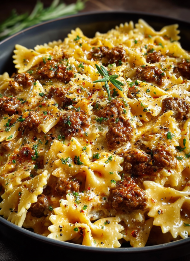 Cajun Cream Cheese Alfredo Bowties With Spiced Ground Beef