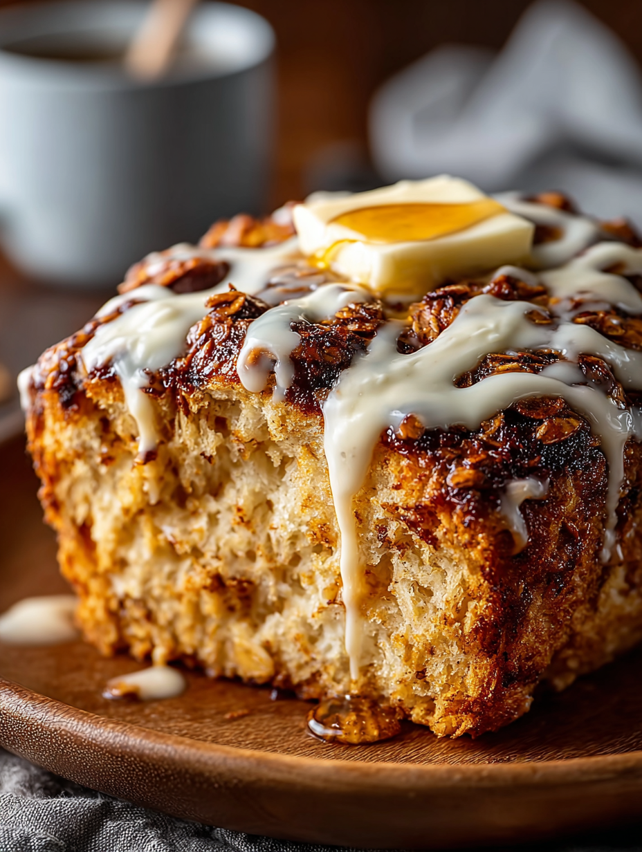 Cinnamon Roll Baked Oatmeal preparation