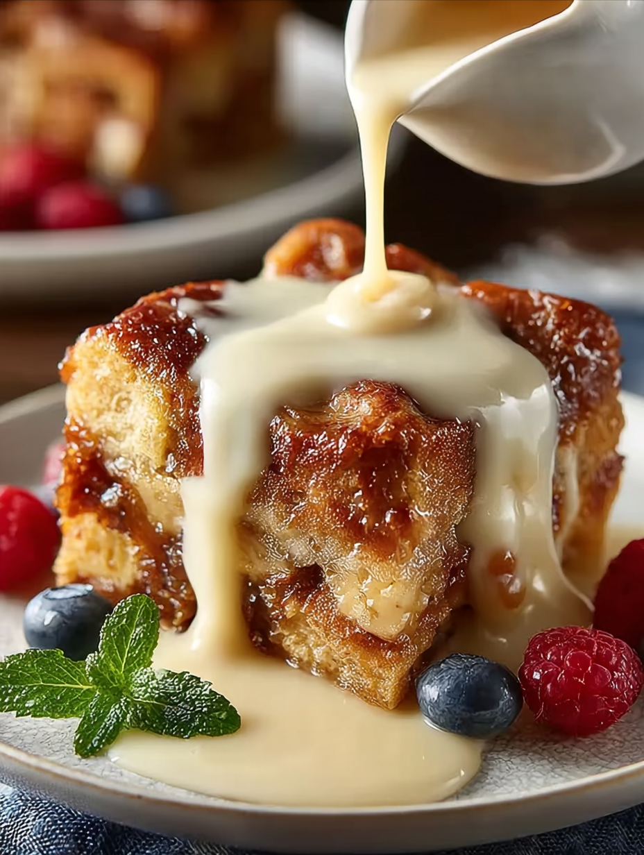 Decadent Old Fashioned Bread Pudding With Vanilla Sauce Bliss preparation