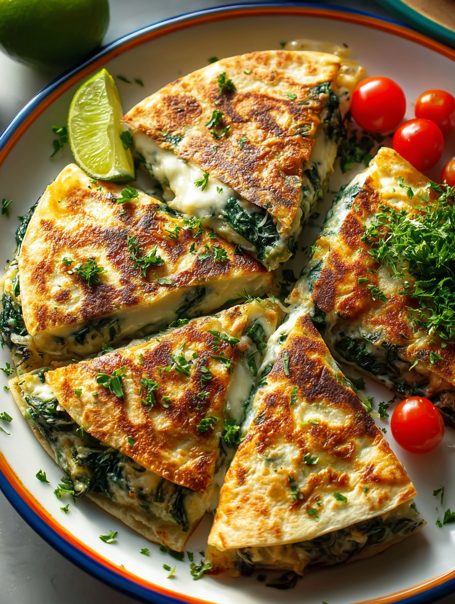 Spinach Artichoke Quesadillas: Creamy Veggie Delight! preparation