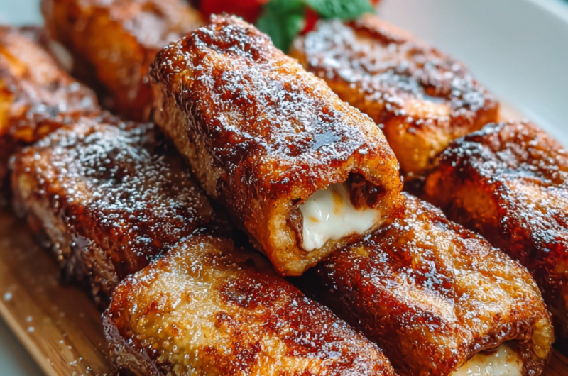 Sweet Nutella Stuffed French Toast Roll Ups