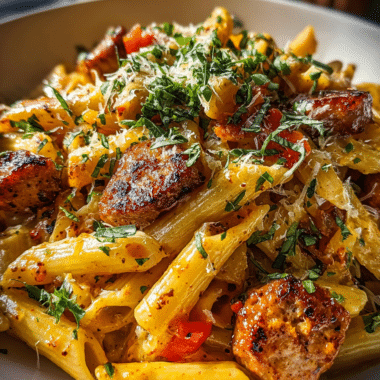 One Pan Smoky Cajun Butter Sausage Penne