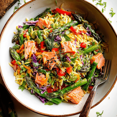 Salmon Asparagus Orzo Salad