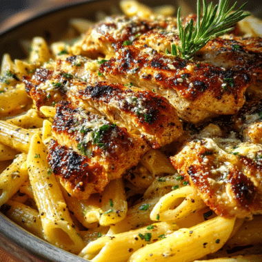 Sticky Garlic Butter Honey Parmesan Chicken Penne